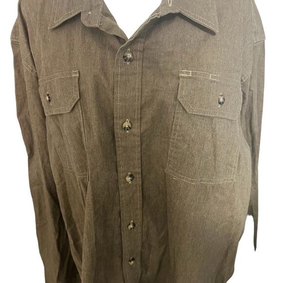 Wrangler 3xl men’s long sleeve button down shirt brown - Picture 4 of 10
